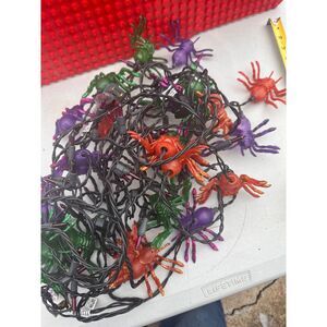 SPIDER glitter blowmold Halloween string light 2 strand holiday orange purple gr